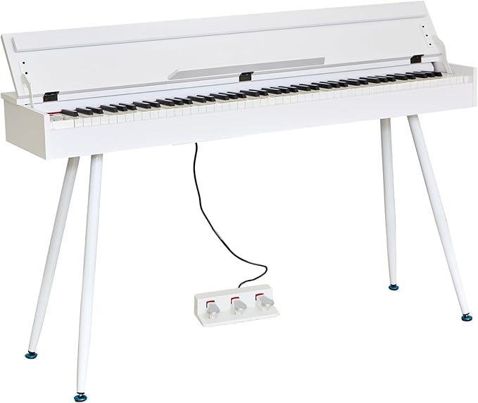KUMENG Digital Piano 88 Key Weighted Keyboard,Full-Size Desk Progressive Hammer-Action Electric Piano For Beginners, With Sheet Music Stand, Pedal,Power Adapter, Headphone Mode, Usb-Midi