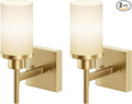 AONEON Vanity Lighting Fixtures with White Frosted Glass Shade, Modern Gold Wall Lamps for Bathroom Mirror Bedroom Living Room Porch, 2 Pack T001GD-L1-P2