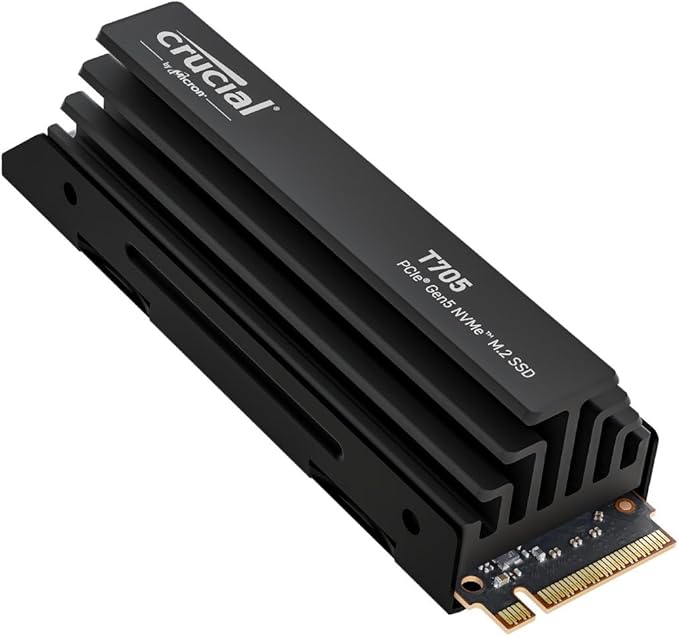 Crucial T705 PCIe Gen5 NVMe 4TB SSD with Heatsink, Up to 14,100MB/s, TLC NAND, Laptop & Desktop (PC) Compatible, for Creatives and Hardcore Gamers, Solid State Drive, 1Mo Adobe CC – CT4000T705SSD5