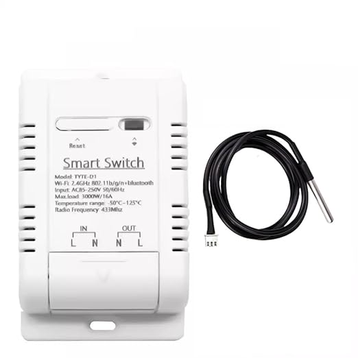 MHCOZY WiFi Temperature Controller Sensor Module, Tuya app Wireless Remote 16A Smart Switch with Energy Consumption Monitoring,Compatible with Alexa Google