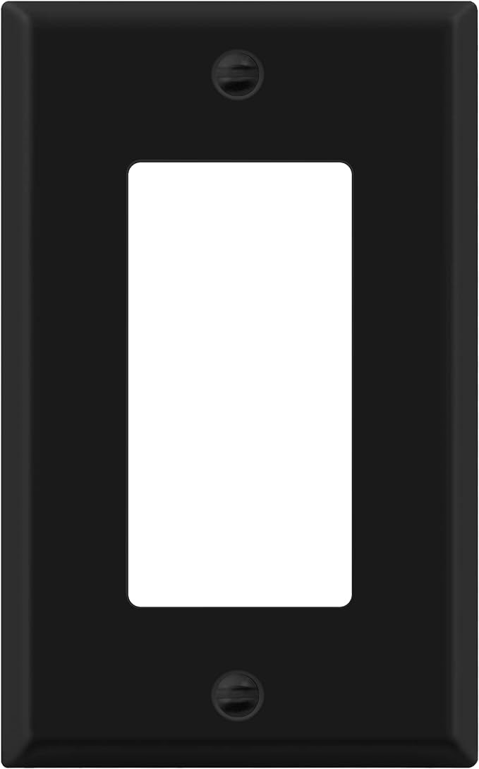 ENERLITES Decorator Switch Metal Wall Plate, Outlet Cover, Corrosion Resistant, Standard Size 1-Gang 4.50" x 2.76", Powder Coated Stamped Steel, 7731-BM, Black Matte