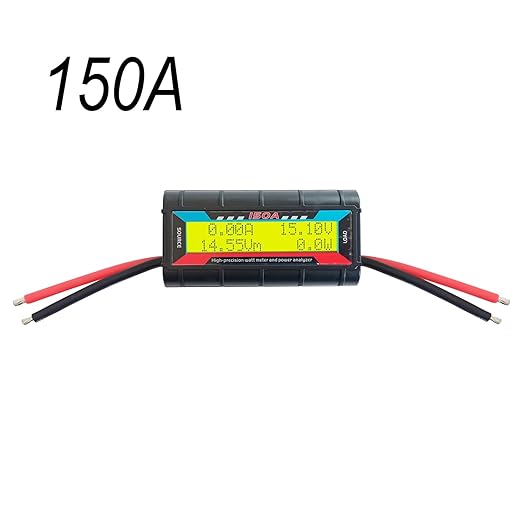 Proshopping 150A RC Watt Meter, High Precision Power Analyzer, DC 0-60V Volt Amp Watt Checker Tester, with Digital Yellow LCD Screen- for Voltage, Current, Power, Charge and Energy Measurement