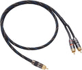 JORZOR Audiophile RCA to 2RCA Subwoofer Cable,1 RCA Male to 2 RCA Male Audio Cable RCA Y-Adapter,Oxygen-Free Copper,Nylon Braided Jacket (5M(16.5FT)) (RANHANG1)