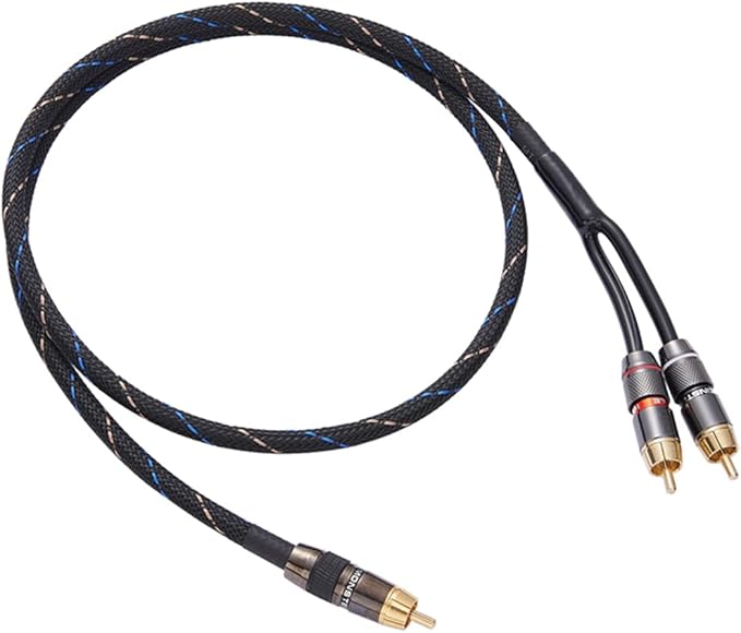 JORZOR Audiophile RCA to 2RCA Subwoofer Cable,1 RCA Male to 2 RCA Male Audio Cable RCA Y-Adapter,Oxygen-Free Copper,Nylon Braided Jacket (5M(16.5FT)) (RANHANG1)