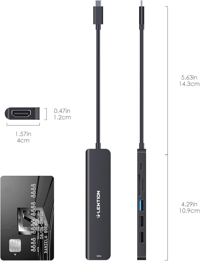 LENTION USB C Hub with 100W Charging, 4K@60Hz HDMI, Dual Card Reader, USB 3.0 & 2.0 Compatible 2025-2016 MacBook Pro, New Mac Air/Surface, Chromebook, More, Stable Driver Adapter (CB-CE18p.Black)
