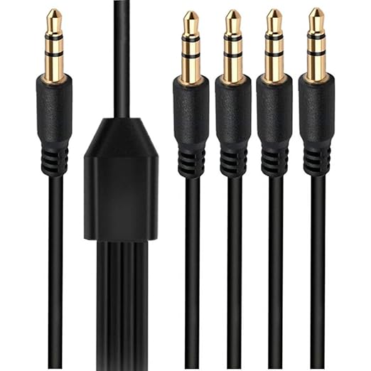 Kework 1.6ft 3.5mm Splitter Audio Cable, 1 Male to 4 Ways Male 1/8 Inch 3.5mm TRS Stereo Jack Headphones Splitter Adapter Y AUX Cable for Smartphones, Computers, MP3s, Earphones, Speakers