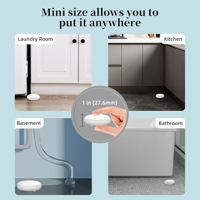 Heiman Water Leak Detectors 3 Packs for Home, Wi-Fi Smart Water Sensor Alarm, 75 dB Water Flooding Alerts and App Remote Notifications, Leak and Drip Detectors for Basement, Kitchen, Laundry, Bathroom