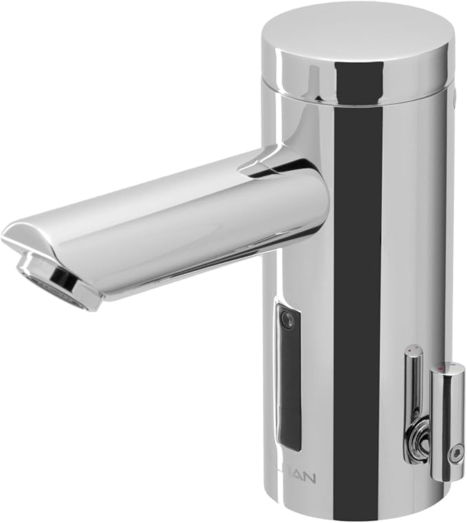 Sloan Optima EAF-200 Sensor Activated Touch-Free Faucet, Commercial Grade w/Mounting Hardware & Integrated Side Mixer - 0.5 GPM Bluetooth Hardwired Deck-Mounted Mid Body, Polished Chrome, 3335051
