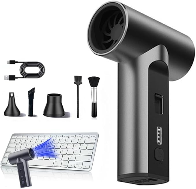 VORMIVIOT Compressed Air Duster 110000 RPM Electric Air Duster, Reusable no Canned Keyboard Cleaner for Office, Cordless Air Duster for Computer/Car