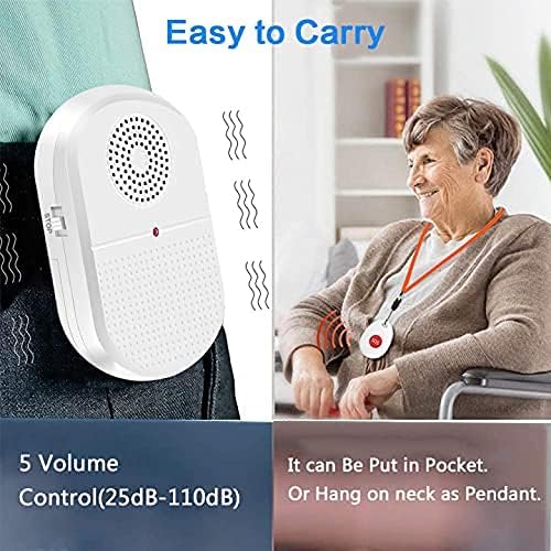 ChunHee Wireless Caregiver Pager Call Button Nurse Alert System Call Bell for Home/Elderly/Patient Emergency Vibration Pager 1 Transmitter+1 Receiver(800+Feet Operating Range)