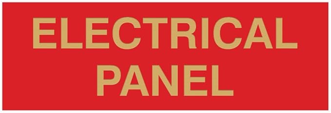 All Quality Basic Electrical Panel Sign - Fire Regulation Safety Compliance Sign - Red/Gold - Medium (1 Pack)