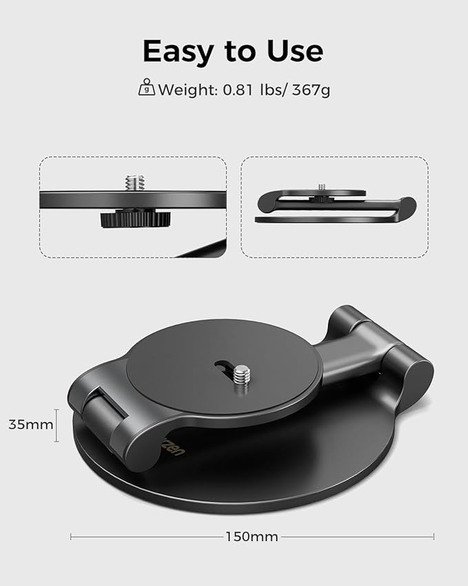 Aurzen Projector Foldable Stand, Ultra-Compact with Easy Setup, 180° Rotation, Compatible with TMY, HAPPRUN, Yaber, Epson & Most Projectors (¼-Inch Screw, Only Stand)