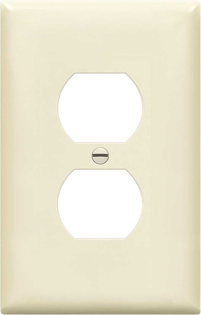 ENERLITES Duplex Receptacle Outlet Wall Plate, Midway Size 1-Gang 4.88" x 3.11", Unbreakable Polycarbonate Thermoplastic, 8821M-LA, Light Almond