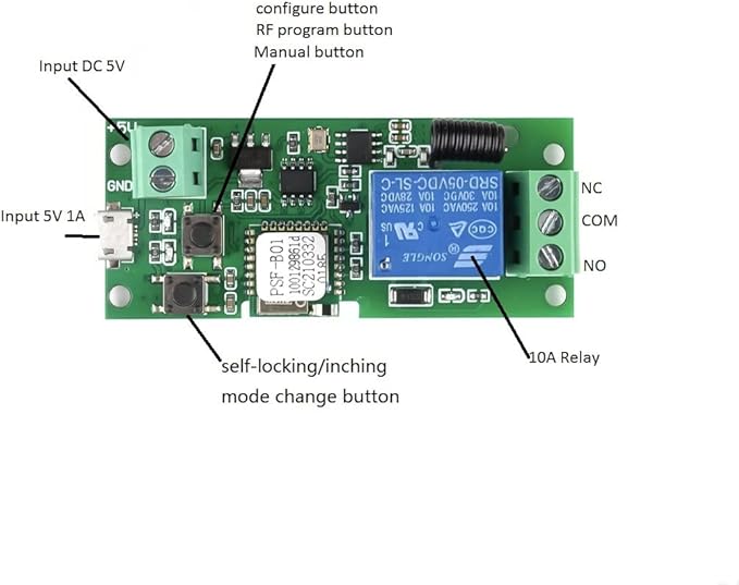 MHCOZY WiFi Wireless Smart Switch Relay Module for Smart Home 5V 5V/12V，Ba Applied to Access Control, Turn on PC, Garage Door (5v)