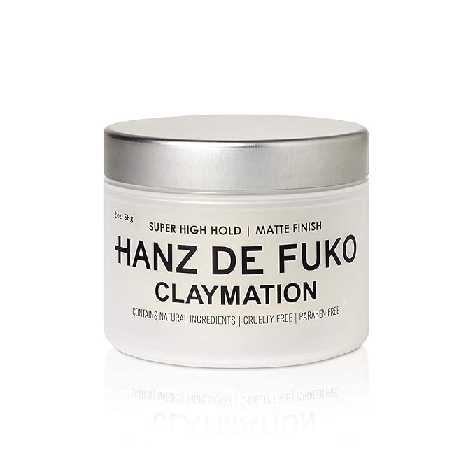 Hanz de Fuko Claymation – Premium Men’s Hair Styling Clay for a Super High Hold, Matte Finish – Clay & Wax Hybrid, Ideal Texture Product for Straight, Wavy and Thick Hair Types – 2 oz, Travel Size