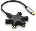 Mizi USB-C Headphone Splitter 5-Way - Type-C to 3.5mm Audio Adapter with 1 Male to 5 Female Ports, Multi-Headphone Aux Splitter for Phone, Tablet, Laptop, PC - Black