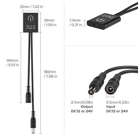 BTF-LIGHTING DC12v-24v MAX 3A Touchless Hand Wave Mini IR Sensor Switch Controller Work with Low Voltage FCOB COB Monochrome Lamp Suit for Cabinets, Doors (No Power or LED Strip)