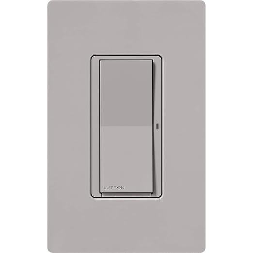 Lutron Claro Smart Light Switch for Caseta Lighting, for LED Lights, Fans, 5 Amp, Single-Pole/3-Way, Neutral Required, DVRF-5NS-GR, Gray