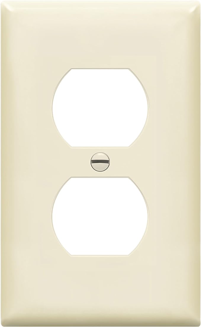 ENERLITES Duplex Receptacle Outlet Wall Plate, Midway Size 1-Gang 4.88" x 3.11", Unbreakable Polycarbonate Thermoplastic, 8821M-LA, Light Almond