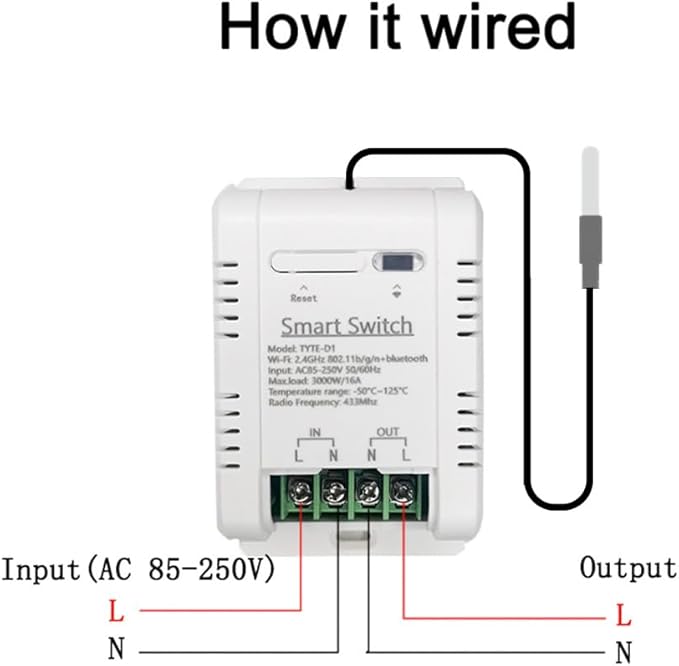 WiFi Temperature Controller Sensor Module Wireless Remote Control with Energy Consumption Monitoring, for Greenhouse, Homebrew, Climbing Pet Breeding, Incubator, Alexa Voice