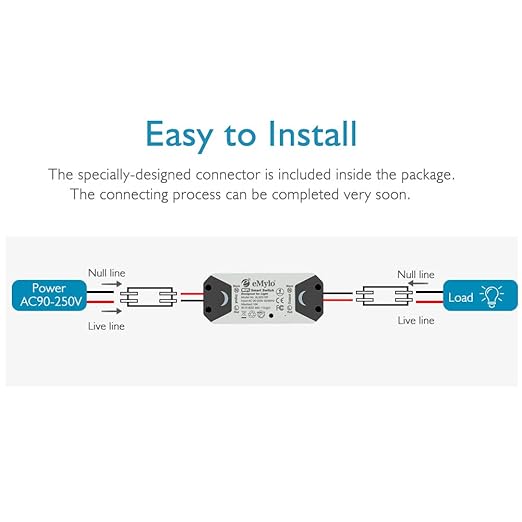 eMylo Smart Wireless Remote Control WiFi Switch Relay Module for Household Appliances Compatible with Alexa 4 Packs
