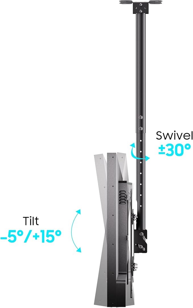 Sylvox Ceiling TV Mount, Outdoor TV Stand Supports Wall Mounting Multiple Angle and Height Adjustments, Multi-Purpose Ceiling Mount TV Bracket for 32-65 Inch Indoor and Outdoor TVs.