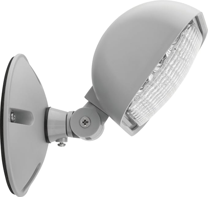 Lithonia Lighting Weatherproof LED Emergency Light Remote Head, One Single Head Emergency Light for Business, Indoor and Outdoor Use, Square, Gray (ERE GY SGL WP SQ M12)