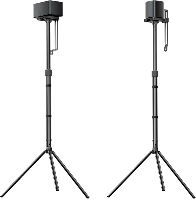 ULTIMEA 2-Pack Universal Height-Adjustable Speaker Stands, Black Floor Speaker Stand with 3KG Capacity, Extendable from 62cm to 93cm for Satellite Speakers, Steady 310