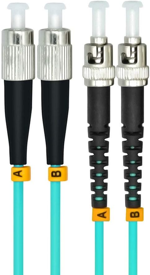 Jeirdus 1Meter 3ft FC to ST Duplex 50/125 10G OM3 Multi-Mode Fiber Optic Cable Jumper Optical Patch Cord FC-ST