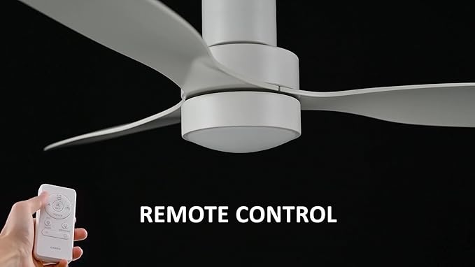 SMAAIR 52 Inch Ceiling Fan with Light and Remote Control, Flush Mount Ceiling Fans with Lights, Reversible, Noiseless DC Motors, Dimmable, Indoor Ceiling Fan for Bedroom, Living Room, White