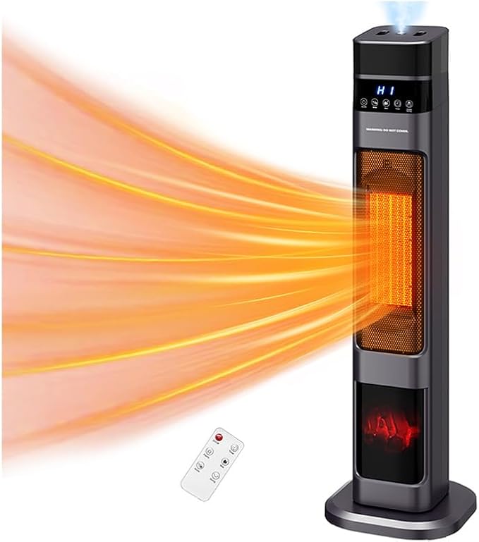 Auertech 31" Space Heater with Humidifier, 3 in 1 Electric Space Heater with 3D Flame, Oscillating Room Heaters with 3 Heating Modes, 12H Timer, Space Heaters for Indoor Use Large Room, Bedroom
