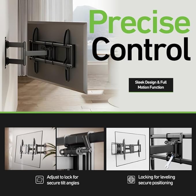 Heavy Duty Dual Arm Articulating Wall Mount Bracket for QF Series QLED 4K UHD Smart Fire TV NS65-UQFL26 65 InchTV - Tilt & Swivel/Pull Out 2.8"-16.6"/ Holds 165 lbs