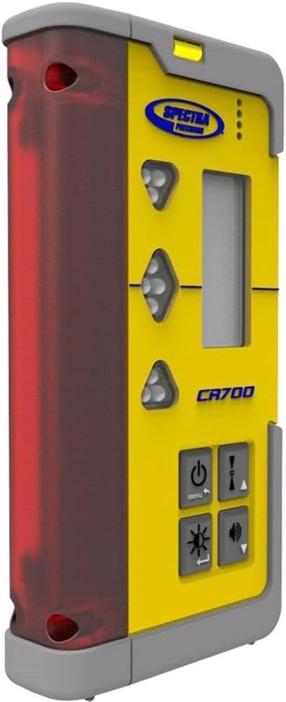 Spectra Precision CR700 Combination Laser Receiver with Rod Clamp and Magnetic Mount – IP67 Waterproof Digital Readout, 5-in Detection, 200° Reception, Radio Capability