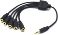 Kework 12 Inch 1/8” 3.5mm TRS Splitter Audio Cable, 1 Male to 5 Female 3.5mm Plug Extender Headphone Cable, 3.5mm 3 Pole Stereo Jack Extension Adapter Headset Aux Cord