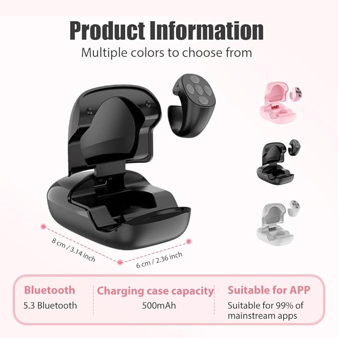 Fingertip Wireless Bluetooth Remote Control, 2026 New Bluetooth Ring Scroller Video Scrolling Ring Remote Control Page Turner (White, with Charging Base)