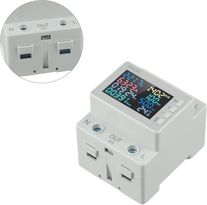 Noteflora LCD Digital Energy Meter With Voltage And Current Monitor, AC170-300V Power Voltmeter For Rail Mount, Compatible With KWS-302WF White(KWS-302)