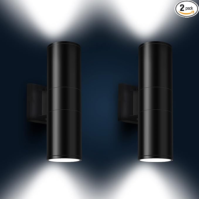 rosykite Outdoor Wall Light,Bling Dusk to Dawn Exterior Lighting with Sensor - ETL Listed,Aluminum Waterproof Wall Mount Cylinder Design - Up Down Light Fixture for Porch, Backyard and Patio (2 Pack)