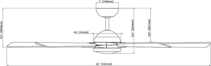 Rotary Indoor and Outdoor 5-Blade 65in Smart Home Ceiling Fan in Matte Black Soft Brass with 2700-3000-4000-5000K Selectable LED Light Kit and Remote Control works with iOS or Android WAC App