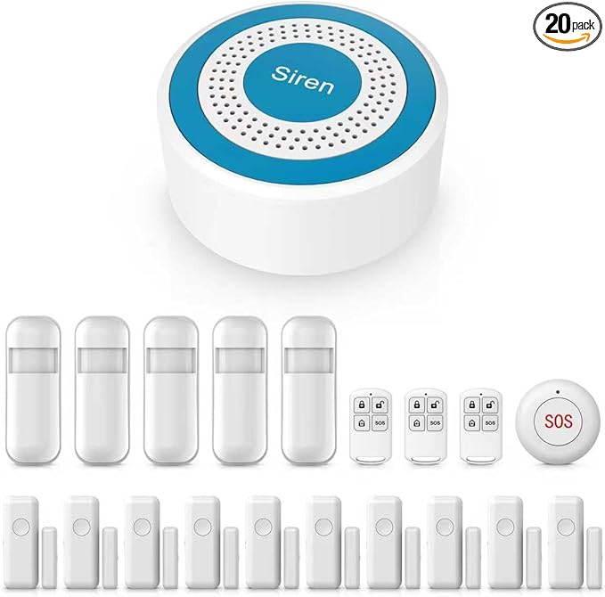 Home Security Systems,2025 Door & Window Alarms for Home with Instant App Alerts,20Pcs WiFi-Connected SOS Button Kit,Compatible with Alexa for Villa,for Apartment,Kids Safety,Office NO Monthly Fees