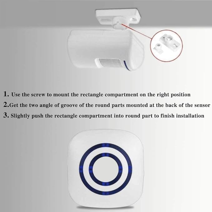 Wireless Driveway Alarm Door Chimes, Business Smart Infrared Visitor Doorbell Chime, Indoor Home Security System with 1 Plug-in Receiver and 2 PIR Motion Sensor Detectors Weatherproof(White)
