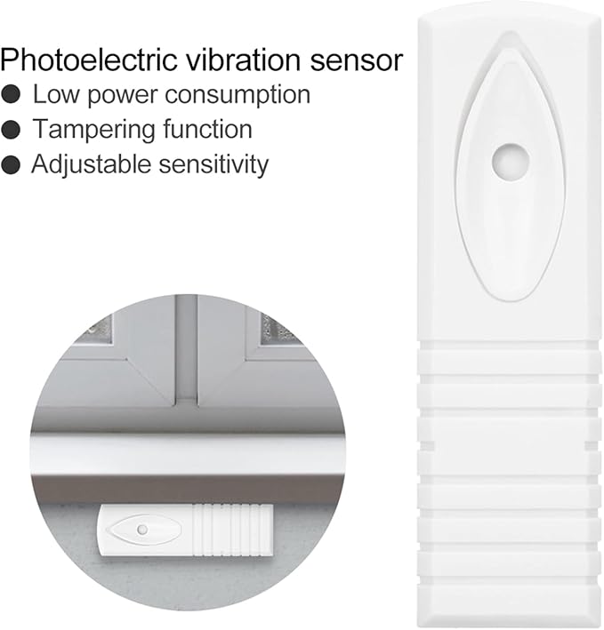 MUNEFE Wired Photoelectric Vibration Alarm Sensor, Home Security Detector Alarm Sensor, Wired Smart Glass Break Detector for Providing Rugged Data Protection