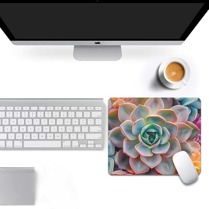 Succulent Square Mouse pad, Texture, Waterproof, Anti Slip Rubber Base, Computer Mouse pad, Laptop Mouse pad