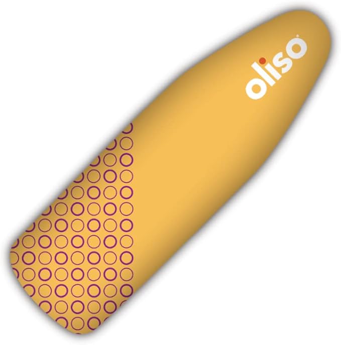 oliso Ironing Board Cover – 100% Cotton with Professional Felt Pad, Fits Standard 54" x 15" Boards – Secure Fit with Wide Elastic Edge & Adjustable Straps – Yellow