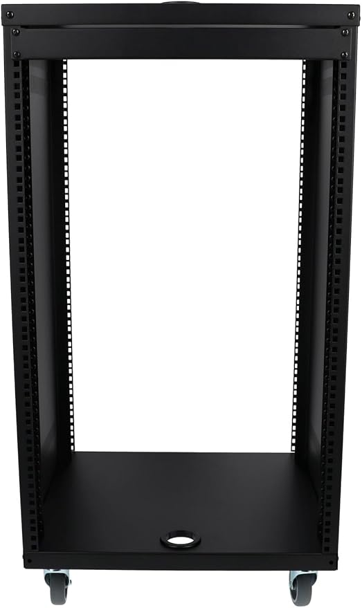 Rockville RR18U 18U Live Sound/Recording Studio Rack Case with Wheels, Reversible Rack Rails, Front & Rear Mounting, Cable Management Ports, 440lb Capacity