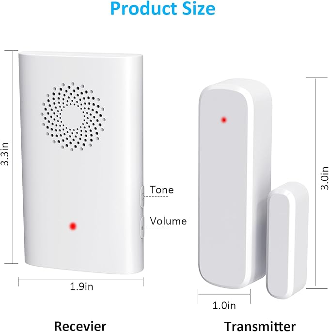 Wireless Door Sensor Chime, Door Open Alarm When Entry Business/Office/Store (500ft Range 51 Ringer Adjustable Volume) Home Alert Bell for Kid/Toddler Safety,2 Receivers +3 Sensors