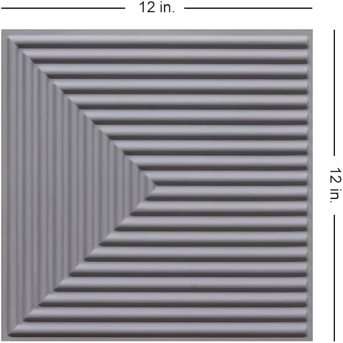 From Plain To Beautiful In Hours 9004 Depth Tier PVC 12 in x 12 in Peel and Stick Wall Panels (Covers / 10 sq.ft), Milky Grey, 10 Piece