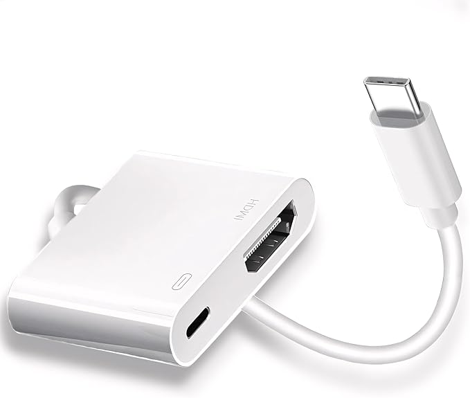 Kinhaly USB C to HDMI for TV, 4K@60Hz Type C to HDMI Adapter with Charging Port, iPhone to Hdmi to USB C Adapter Compatible for iPhone 16/15 Series/iPad Pro/Galaxy/MacBook Pro to HDTV Projector