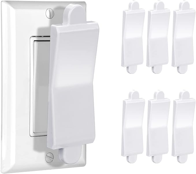 White, 6-Piece: Child Proof Switch Blocker and Cover for Light Switch, Lock Out in Style