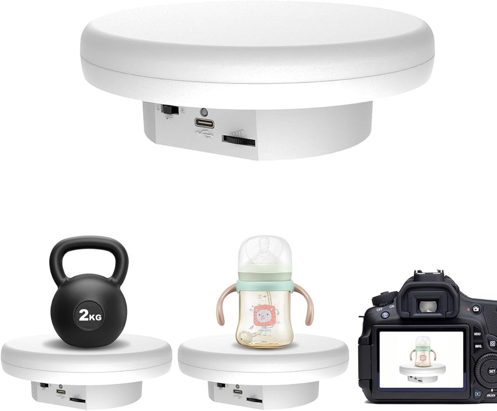 6.3 inch / 4.4LBS Load, 360 Degree Electronic Turntable Display Stand for Photography Products (16CM White)