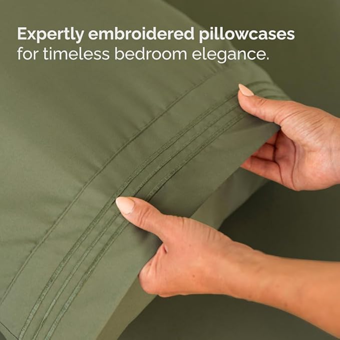 Full XL Bed Sheet Set - 4 Piece Extra Long Extended Full XL Sheets - Soft, Breathable & Cooling - Fits 8” to 16" Mattress w/ Deep Pockets - 54" x 80" - Easy-Fit, Wrinkle & Fade Resistant - Sage Green